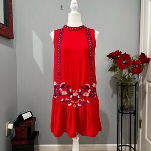 NEW Xhilaration Boho Love Liberty Embroidered Drop Waist Flutter Floral Sundress